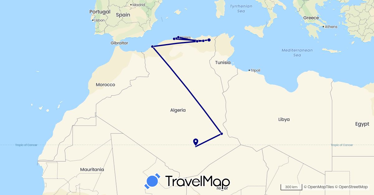 TravelMap itinerary: driving in Algeria (Africa)